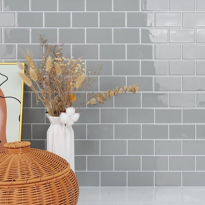 STICKGOO 10-Sheet Subway Tiles Self Adhesive Kitchen Splashbacks, Peel and Stick Wall Tile Stickers, Stick on Tiles Splashback (Light Grey, Thicker Design)