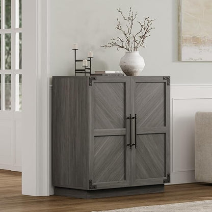 SICOTAS Sideboard Buffet Cabinet with Storage, Farmhouse Credenza with Doors & Adjustable Shelves, Storage Cabinet for Living Room, Entryway