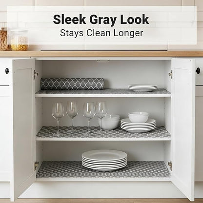 Coavas Shelf and Drawer Liner, Non Slip Extra Grip Non Adhesive Waterproof Thickened Cabinet Mat, Easy Cut for Kitchen Pantry Bathroom Dresser Cupboard (Gray, 12IN x 30FT)
