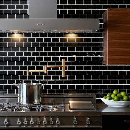STICKGOO Subway Tiles Peel and Stick Backsplash, Stick on Tiles Kitchen Backsplash in Black (Sample, Thicker Design), 12" x 12"