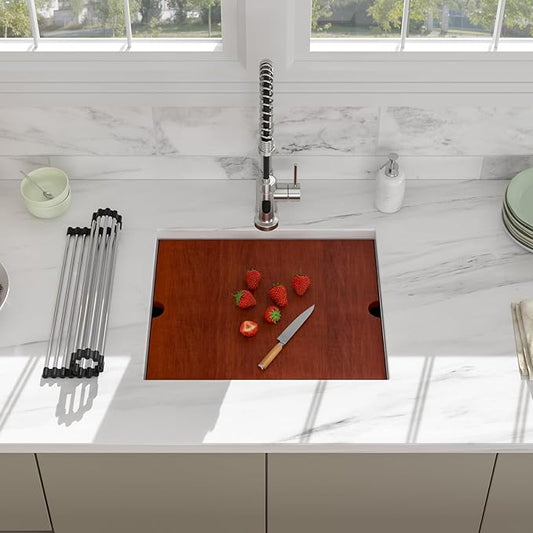 21 Undermount Kitchen Sink - Beslend 21x19 Inch Under Counter Sink Ledge Workstation Kitchen Sinks Stainless Steel 16 Gauge 10 Inch Deep Single Bowl Basin with Accessories