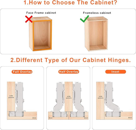 Kimdot 10-Pack High-Performance Frameless Full Overlay Soft Close Cabinet Hinges, Clip-On Self-Closing European Hinges, Cabinet Door Hinges with Screws,Concealed Kitchen Hinges for Modern funiture