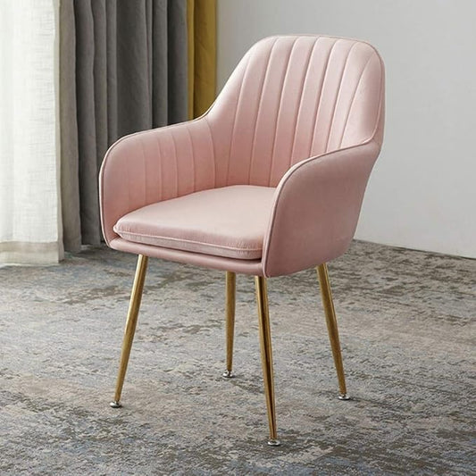 Kitchen Islands Stools Soft Velvet Dining Chair,Cafe Milk Tea Dessert Shop Small Apartment Lounge Chairs (Pink)
