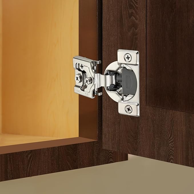 Home Expert 50 Pack (25 Pairs) 5/8" Overlay Soft Close Cabinet Hinges, Satin Nickel Stainless Steel Concealed Hinges with 3D Self-Closing for Face Frame Doors & Kitchens