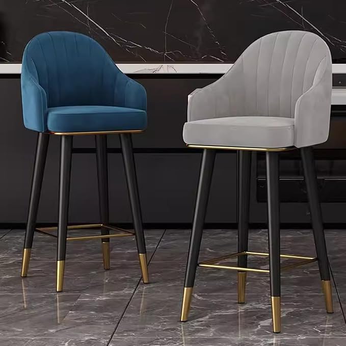 Swivel Stools Set of 2, Counter Height stools with Back and Footrest, Upholstered Chairs for Dining Room Home Kitchen Island,White-Sitting Height 75cm