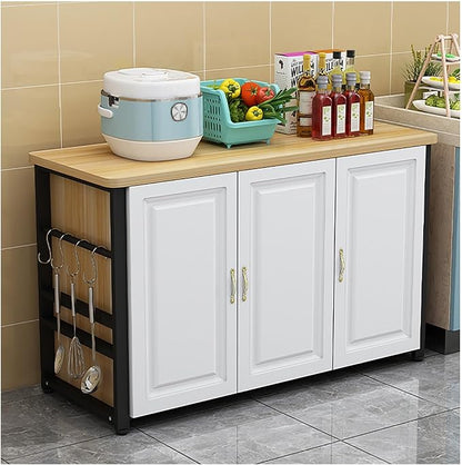 Kitchen Pantry Cabinet, Small Storage Cabinet, Kitchen Island,Buffet Cabinet with Storages, Large Storage Home Preparation Table Metal Bracket Sturdy and Stable Countertop(140x50cm/55.12x19.69in)