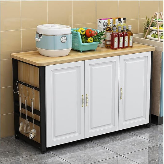 Kitchen Pantry Cabinet, Small Storage Cabinet, Kitchen Island,Buffet Cabinet with Storages, Large Storage Home Preparation Table Metal Bracket Sturdy and Stable Countertop(110x30cm/43.31x11.81in)