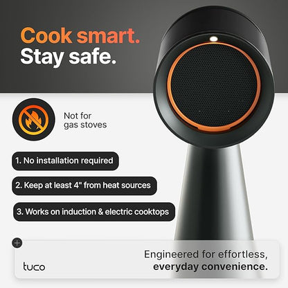 TUCO Portable Range Hood, Countertop Kitchen Exhaust Fan with 3 Speeds, 5-Layer Filter, Powerful Smoke Removal, Low Noise, Oil Cup, Air Purifier for Apartments, Dorms & Indoor BBQ Smokeless – Black