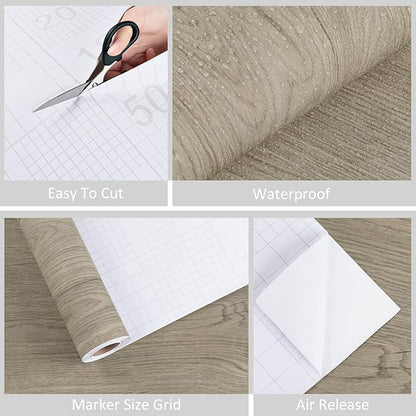 WESTICK Light Wood Contact Paper Brown Wood Grain Wallpaper Peel and Stick Countertops Waterproof Wood Countertop Contact Paper for Kitchen Island Table Cabinets Dresser Desk Shelf Liner 15.8" x 78"