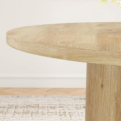 Farini 43" Round Dining Table for 4-6 with Storage Space,Modern Kitchen Room Table with Wood Top & Sturdy Metal Base,Natural