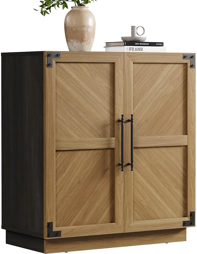 SICOTAS Sideboard Buffet Cabinet with Storage, Farmhouse Credenza with Doors & Adjustable Shelves, Storage Cabinet for Living Room, Entryway
