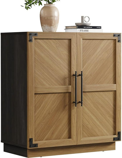 SICOTAS Sideboard Buffet Cabinet with Storage, Farmhouse Credenza with Doors & Adjustable Shelves, Storage Cabinet for Living Room, Entryway