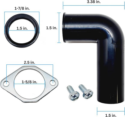 Mr. Scrappy Garbage Disposal Drain Elbow Replacement Kit - Includes 1.5" Elbow, Flange, Gasket, and Two Screws