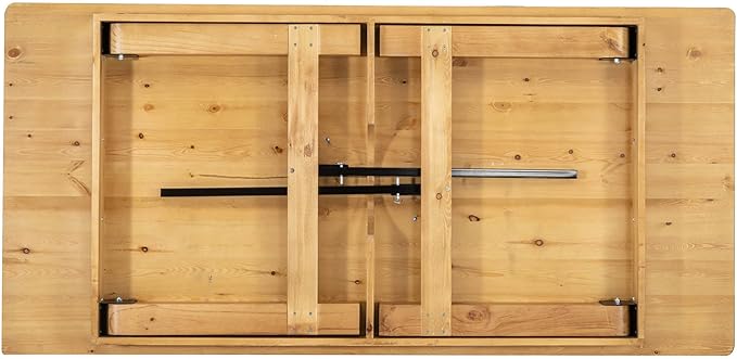 Flash Furniture HERCULES 7' x 40" Rectangular Antique Rustic Solid Pine Folding Farm Table, Light Natural