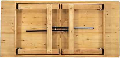 Flash Furniture HERCULES 7' x 40" Rectangular Antique Rustic Solid Pine Folding Farm Table, Light Natural