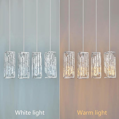 Chrome Pendant Lighting Modern Pendant Light, Mini Crystal Chandeliers,Adjustable Pendant Light Fixture for Kitchen Island Dinning Room Bedroom (4 Light)