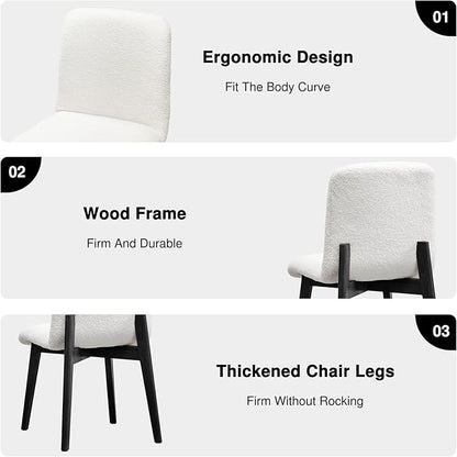Casaphoria Dining Chairs Set of 2, Modern Fabric Kitchen Chairs with Black Wood Legs, Comfortable Dining Room Side Chairs for Home, Living Room, Restaurant
