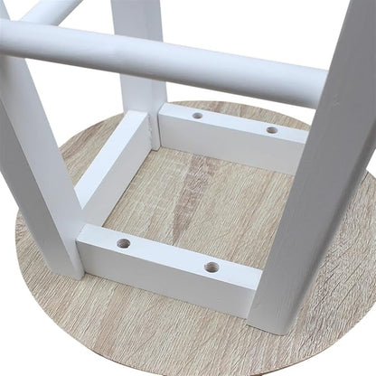 JINS&VICO Folding Dining Cart with 2 Round Stools, Kitchen Islands Carts with Semicircle Desktop and Wheels, Square Solid Wood Leaf Dining Table with 2 Drawers and Towel Rack