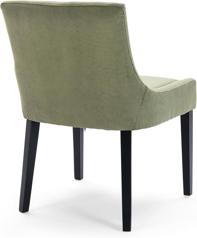 Dining Chairs Set of 4 – Extra Wide & Padded Corduroy Dining Chairs with Solid Wood Legs, High-Density Foam Cushion, Mid-Back Modern Kitchen Chairs for Comfortable Everyday Use
