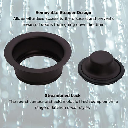 Westbrass A2165-12A 4-1/4" OD Post Style Large Kitchen Basket Strainer with Waste Disposal Flange and Stopper Drain Set, Antique Bronze