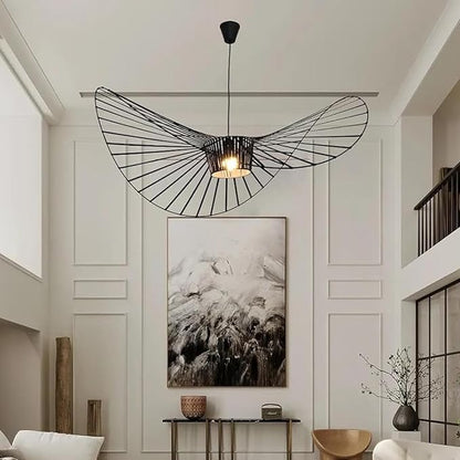Modern Black Woven Chandelier, 62.99" Farmhouse Coastal Hat Pendant Light Fixtures Matte Black Handwoven Shade Boho Pendant Hanging Lamp for Kitchen Dining Room Bedroom Foyer Hallway