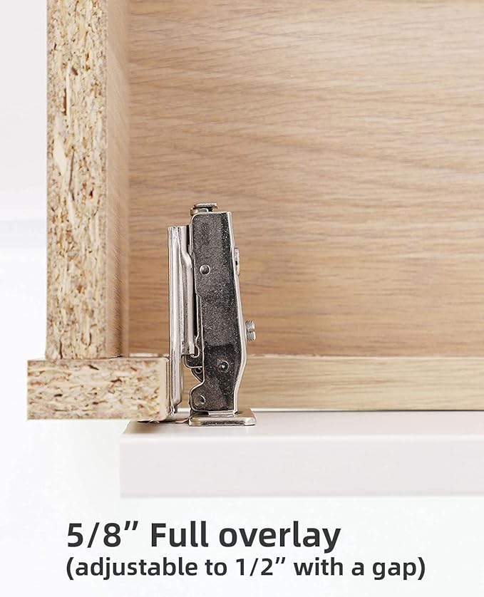 DecoBasics (100 PCS) Full Overlay Soft Close Cabinet Hinges for Kitchen Cabinets - 105° Face Frame Concealed Cabinet Door Hinge -3 Way Adjustability -Clip on Plate & Matching Screw 4 Easy Installation