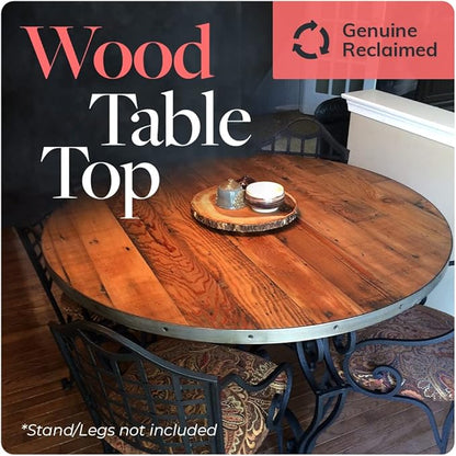 Reclaimed Wood Table Top - Rustic Recycled Wooden Piece Perfect for Signs, Kitchens, Dining and Coffee Table Tops (Reclaimed Wood Table Top with Metal Edge, 36" x 36")