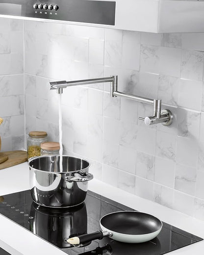 CENOSA Pot Filler Faucet Brushed Nickel Commercial Wall Mount Stove Faucet Wall Mount Pot Filler Facuet