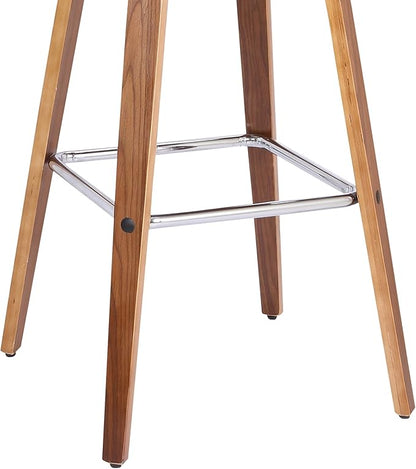 Armen Living Tyler 26" Counter Height Swivel Brown Faux Leather and Walnut Wood Bar Stool