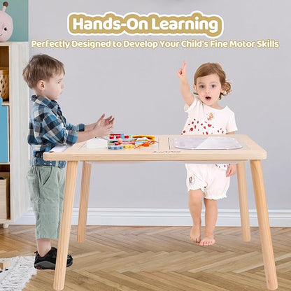 Joylike Sensory Table for Toddlers 1-3 with 2 Large Storage Bins, 4 Montessori Activity Boards and Paper Roll, Educational & Multi-Functional Gift for Kids Draw and Play