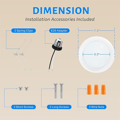 ECOELER 6 Inch LED Low Profile Surface Mount Disk Light, 16.5W 1000Lm, 5000K Daylight, Aluminum Trim, LED Ceiling Light Fixture Suitable for 3.5" & 4" J-Box or 5/6" Recessed Can, ETL & FCC Listed