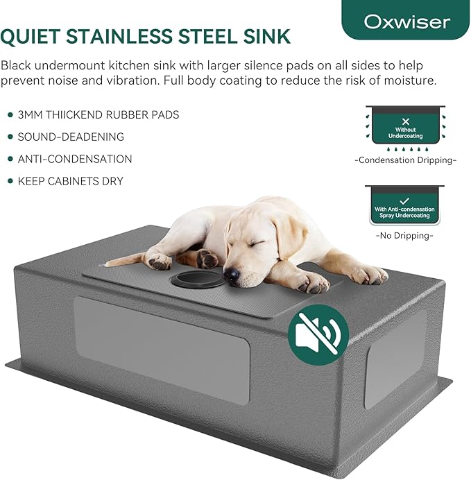 Kitchen Sink 30x18 Inch Undermount Kitchen Sink 16 Gauge Stainless Steel Single Bowl Gun Metal Black Finish with Accessories