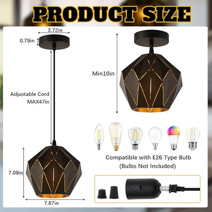 Riakrum Kitchen Island Pendant Lights Set of 2, Adjustable Height, Industrial Vintage Pendant Ceiling Light Fixtures Retro Farmhouse Hanging Lamp for Kitchen Island Hallway Dining Room
