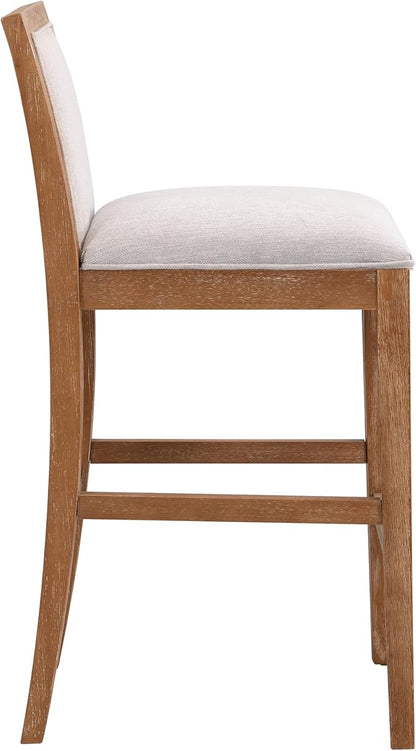 30.5 Inch Height Bar Stools Set of 2, Rubber Wood e,Fabric Sponge Cushion and Upholstered, Retro Bar Chairs Suitable for Kitchen Island,Bedroom,Dining Room.