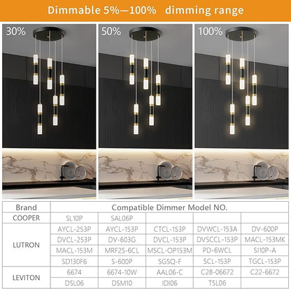 5-Light Modern Pendant Light Kitchen Island Light Fixture Dimmable LED Black Mini Pendant Lights Dinning Room Kitchen Black Gold Pendant Lighting