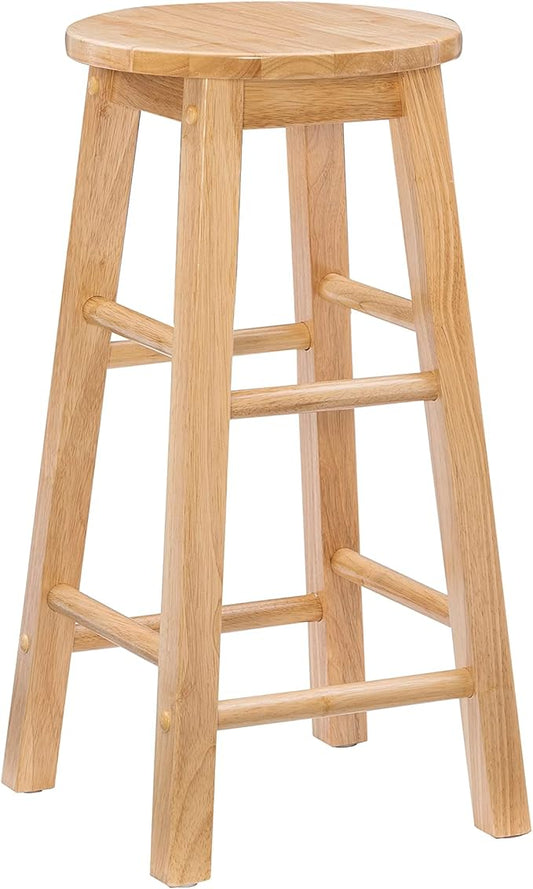 Linon Natural Barstool with Round Seat, 24-Inch