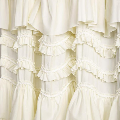Lush Decor Kemmy Light Filtering Window Curtain Panel Single 52" W x 84" L Ivory - Drapes - Ruffled Curtains for Bedroom - Cream Curtains - Coquette Decor