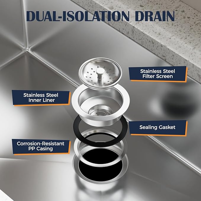 30 Inch Undermount Kitchen Sink - 30x19x9 Kitchen Sinks with Brushed, 18 Gauge 304 Stainless Steel Includes Drain Strainer, Deep Single Bowl Handmade Basin