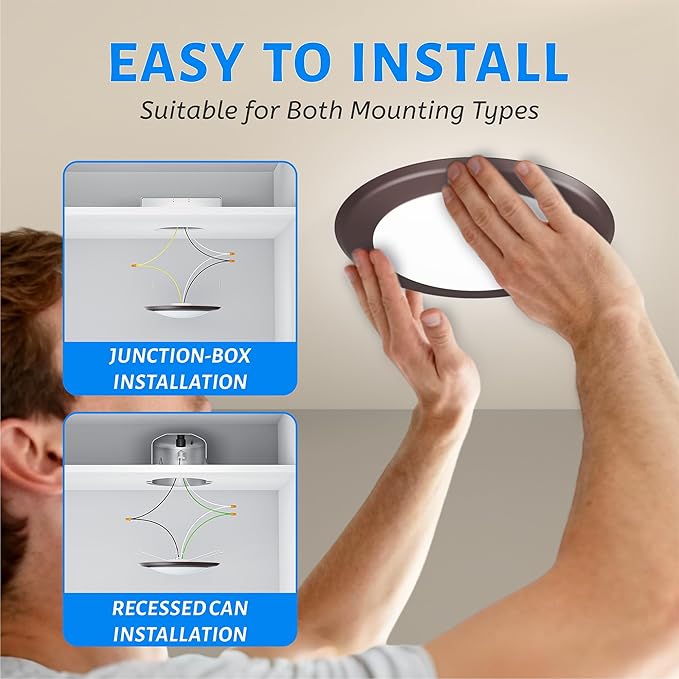 ECOELER 5/6" LED Disk Light, Dimmable Flush Mount Recessed Ceiling Downlight, 16.5W 4000K Cool White 1000Lm, Low Profile Surface Mount Disc Light for Closet, Office, Garage, ETL Listed, 4 Pack