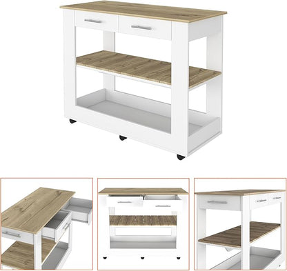 GOWE Brooklyn 46 Kitchen Island, Two Shelves, Two Drawers