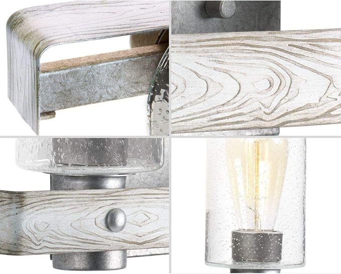 Progress Lighting Gulliver Collection 3-Light Clear Seeded Glass Coastal Bath Vanity Light Galvanized