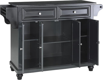 Crosley Furniture Cambridge Granite Top Rolling Kitchen Island Storage Cart, Microwave Stand, Spice Rack, Black