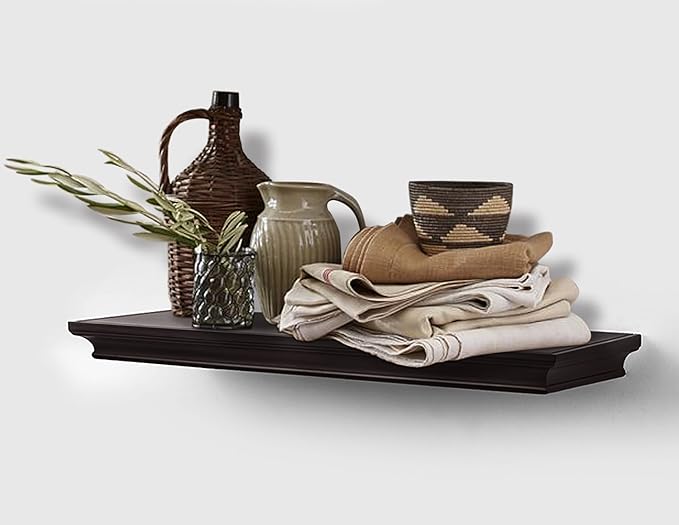 AHDECOR Floating Shelves Wall Mounted, Deeper Wall Storage Shelf for Home Décor, Super Sturdy, Easy to Install, 24” Wide, 7.75” Deep, Espresso Brown