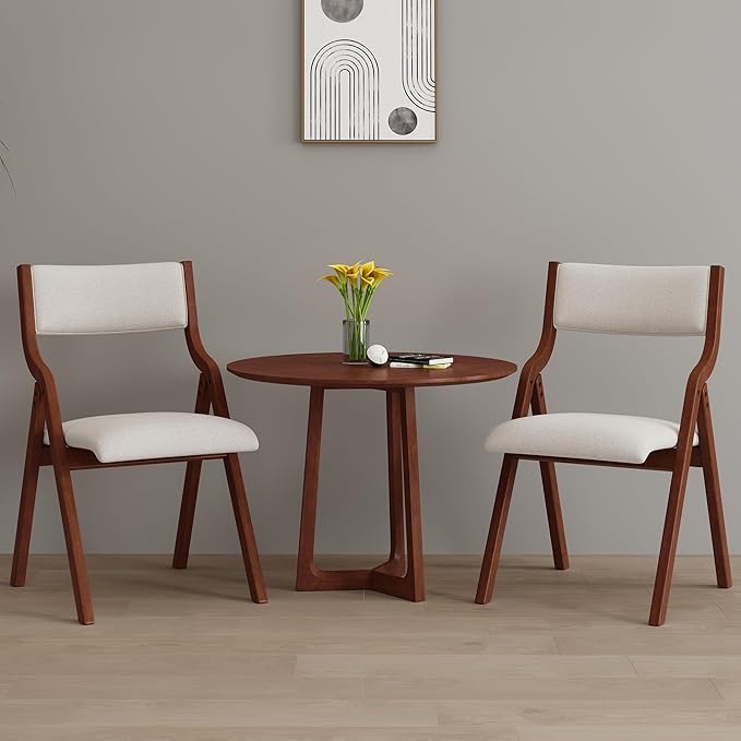 YOPTO Folding Wooden Chairs Set of 2 with Padded Seat,Portable Dining Chairs W/Ergonomically Designed Back and Cushion,for Dining Room,Restaurant,Kitchen,Office