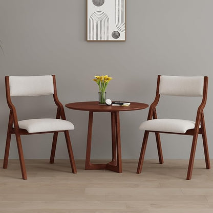 YOPTO Folding Wooden Chairs Set of 2 with Padded Seat,Portable Dining Chairs W/Ergonomically Designed Back and Cushion,for Dining Room,Restaurant,Kitchen,Office