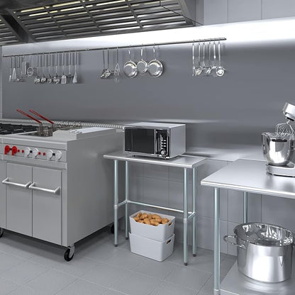 Stainless Steel Work Table Open Base | NSF Kitchen Island Food Prep | Laundry Garage Utility Bench (36" Long x 14" Deep)