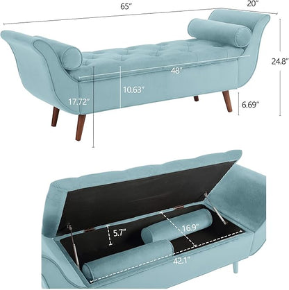 Modern Ottoman Bench with Storage, Upholstered Footstool for Bedroom Living Room Hallway, Bedside Pouf Toy Storage Ottoman Footrest, Versatile Storage Chest Bench Seat,BlueMulti-Velvet