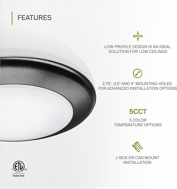 ASD 6 Pack LED Disk Lights 6 Inch, 15W 5CCT 2700K-5000K 1245LM CRI90+, Dimmable Flush Mount Ceiling Light Fixture, Low Profile Surface Mount Disc Lights, Junction Box or Recessed Can Install, ETL