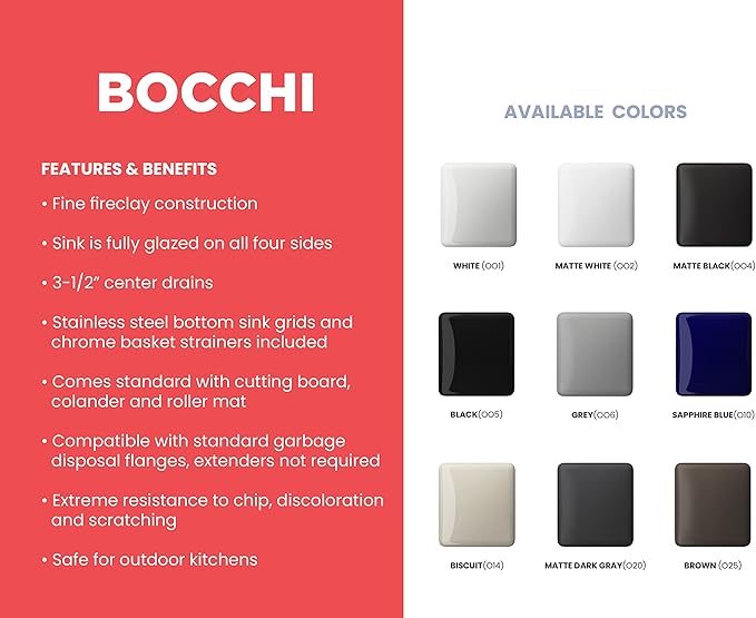 BOCCHI Contempo Workstation Apron Front Step Rim Fireclay 27 in. Single Bowl Kitchen Sink with Accessories in Matte White