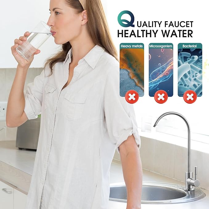 Drinking Water Faucet Brushed Nickel SUS304 Stainless Steel Kitchen Water Filter Faucet, Lead-Free Reverse Osmosis Water Faucet RO Faucets